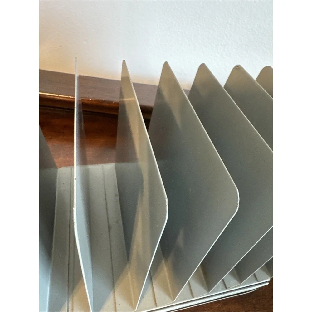 Lit-Ning Letter Mail File Metal 6 Slot Office Desk Organizer Gray Paper Vintage